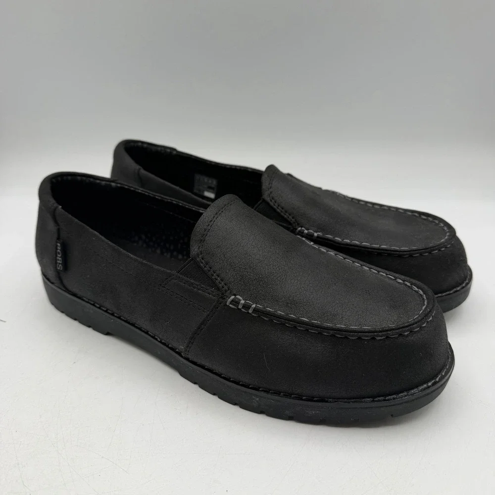 BOBS Skechers Chill Lugs Central Look Loafers Womens 9 W WIDE Black Slip On Shoe
